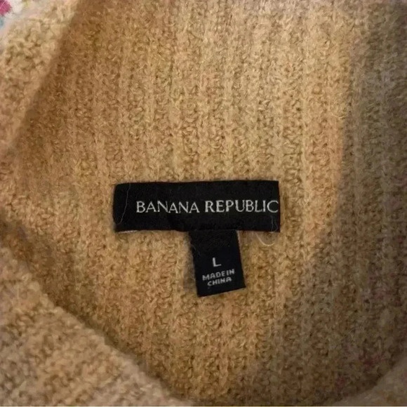 Banana Republic Women’s Tan Mock Neck Wool Alpaca Blend Sweater Vest Size Large - Picture 5 of 9